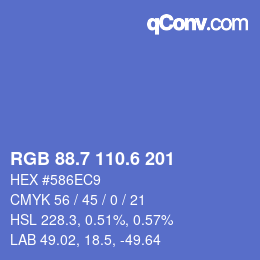 カラーコード: RGB 88.7 110.6 201 | qconv.com