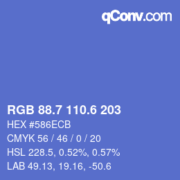 カラーコード: RGB 88.7 110.6 203 | qconv.com