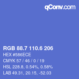 カラーコード: RGB 88.7 110.6 206 | qconv.com
