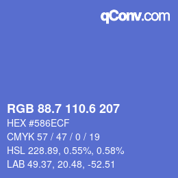 カラーコード: RGB 88.7 110.6 207 | qconv.com