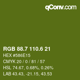 カラーコード: RGB 88.7 110.6 21 | qconv.com