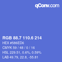 カラーコード: RGB 88.7 110.6 214 | qconv.com