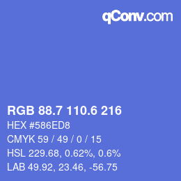 カラーコード: RGB 88.7 110.6 216 | qconv.com