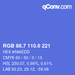 カラーコード: RGB 88.7 110.6 221 | qconv.com