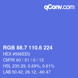 カラーコード: RGB 88.7 110.6 224 | qconv.com