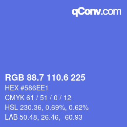 カラーコード: RGB 88.7 110.6 225 | qconv.com