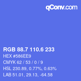 カラーコード: RGB 88.7 110.6 233 | qconv.com