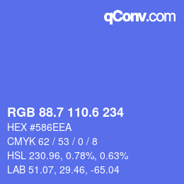 カラーコード: RGB 88.7 110.6 234 | qconv.com