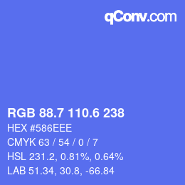 カラーコード: RGB 88.7 110.6 238 | qconv.com