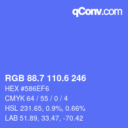 カラーコード: RGB 88.7 110.6 246 | qconv.com