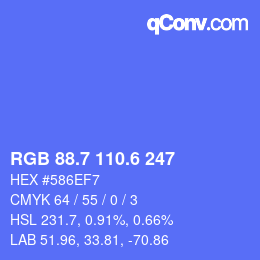 カラーコード: RGB 88.7 110.6 247 | qconv.com