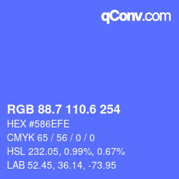カラーコード: RGB 88.7 110.6 254 | qconv.com