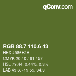 カラーコード: RGB 88.7 110.6 43 | qconv.com