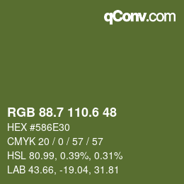 カラーコード: RGB 88.7 110.6 48 | qconv.com
