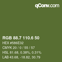 カラーコード: RGB 88.7 110.6 50 | qconv.com