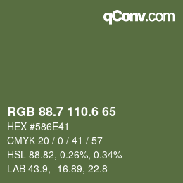 カラーコード: RGB 88.7 110.6 65 | qconv.com