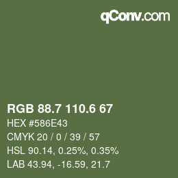 カラーコード: RGB 88.7 110.6 67 | qconv.com