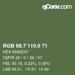 カラーコード: RGB 88.7 110.6 71 | qconv.com