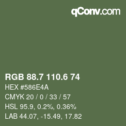 カラーコード: RGB 88.7 110.6 74 | qconv.com