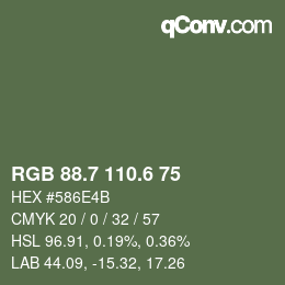 カラーコード: RGB 88.7 110.6 75 | qconv.com