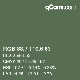 カラーコード: RGB 88.7 110.6 83 | qconv.com