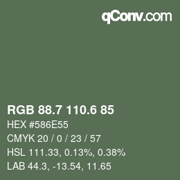 カラーコード: RGB 88.7 110.6 85 | qconv.com