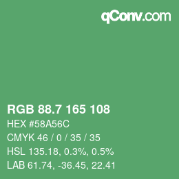カラーコード: RGB 88.7 165 108 | qconv.com