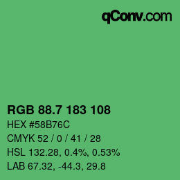 カラーコード: RGB 88.7 183 108 | qconv.com