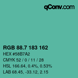 カラーコード: RGB 88.7 183 162 | qconv.com