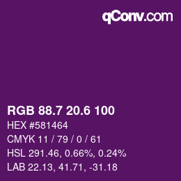 カラーコード: RGB 88.7 20.6 100 | qconv.com