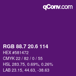 カラーコード: RGB 88.7 20.6 114 | qconv.com