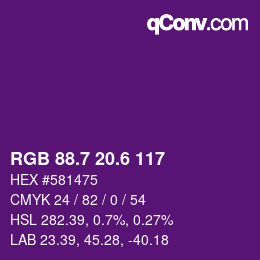 カラーコード: RGB 88.7 20.6 117 | qconv.com
