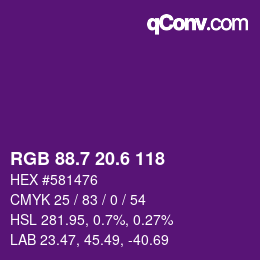 カラーコード: RGB 88.7 20.6 118 | qconv.com