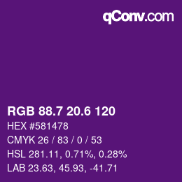 カラーコード: RGB 88.7 20.6 120 | qconv.com