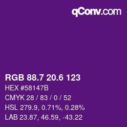 カラーコード: RGB 88.7 20.6 123 | qconv.com