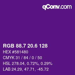カラーコード: RGB 88.7 20.6 128 | qconv.com