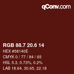 カラーコード: RGB 88.7 20.6 14 | qconv.com