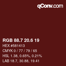 カラーコード: RGB 88.7 20.6 19 | qconv.com