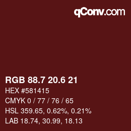 カラーコード: RGB 88.7 20.6 21 | qconv.com