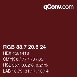 カラーコード: RGB 88.7 20.6 24 | qconv.com