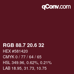 カラーコード: RGB 88.7 20.6 32 | qconv.com