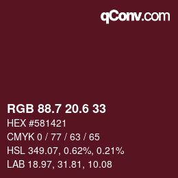 カラーコード: RGB 88.7 20.6 33 | qconv.com