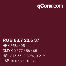 カラーコード: RGB 88.7 20.6 37 | qconv.com