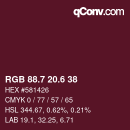 カラーコード: RGB 88.7 20.6 38 | qconv.com