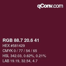 カラーコード: RGB 88.7 20.6 41 | qconv.com