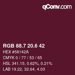 カラーコード: RGB 88.7 20.6 42 | qconv.com