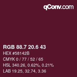 カラーコード: RGB 88.7 20.6 43 | qconv.com