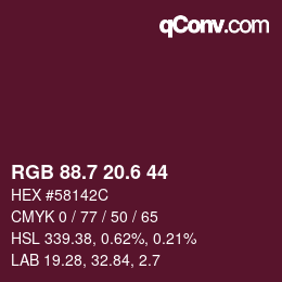 カラーコード: RGB 88.7 20.6 44 | qconv.com