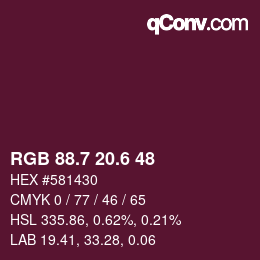 カラーコード: RGB 88.7 20.6 48 | qconv.com