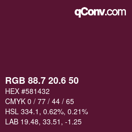 カラーコード: RGB 88.7 20.6 50 | qconv.com